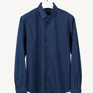 Lanvin Blue Check Cotton Poplin Button-Up Shirt